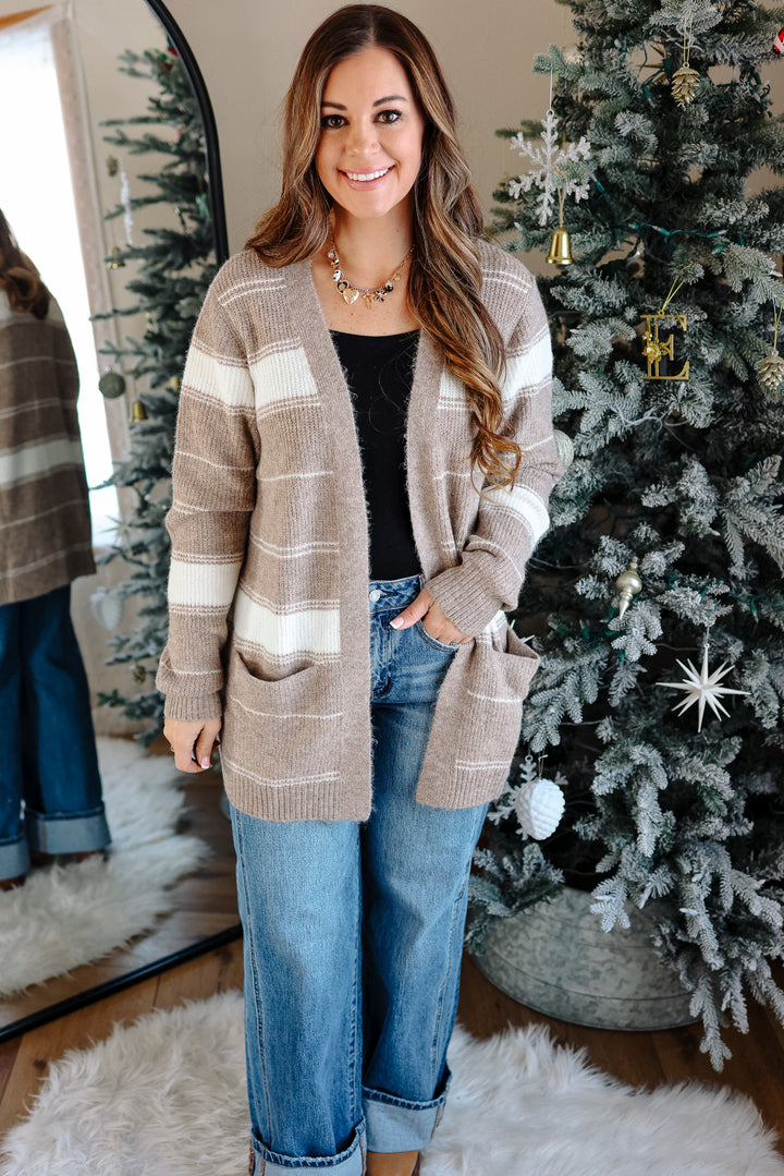 Madison Striped Cardigan - Cream