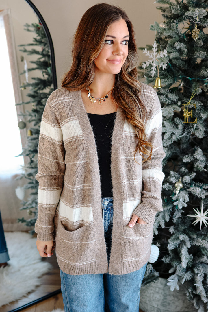 Madison Striped Cardigan - Cream
