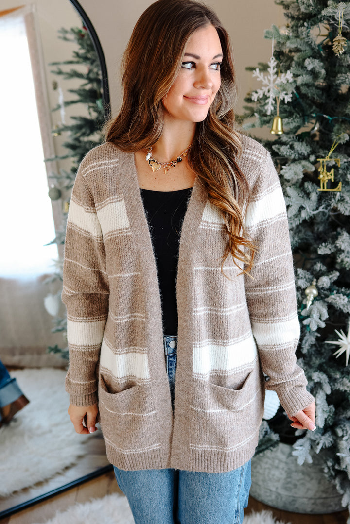 Madison Striped Cardigan - Cream