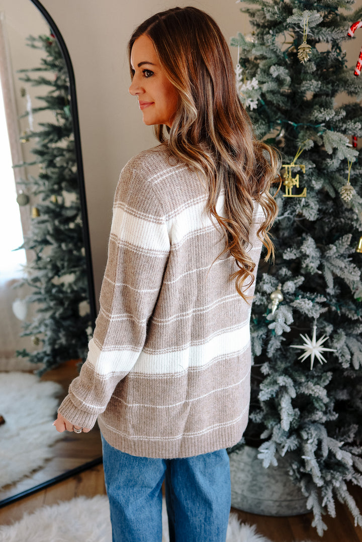 Madison Striped Cardigan - Cream