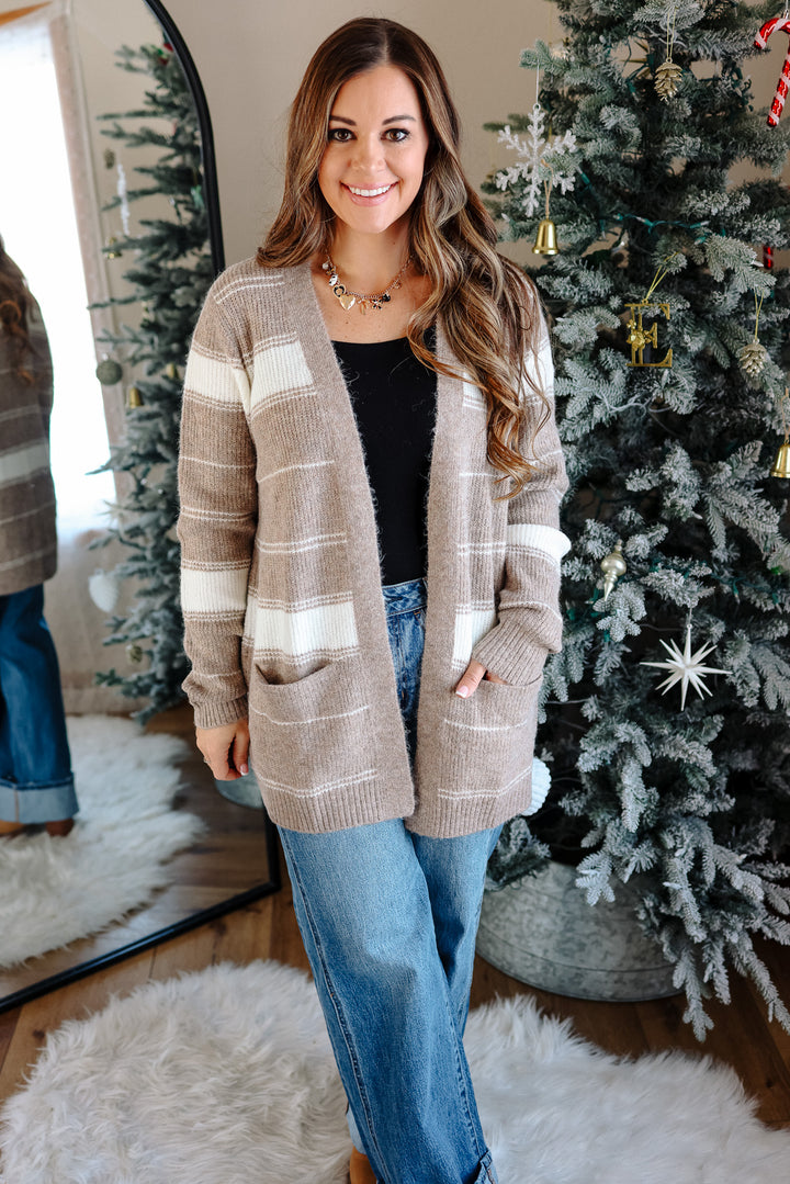 Madison Striped Cardigan - Cream