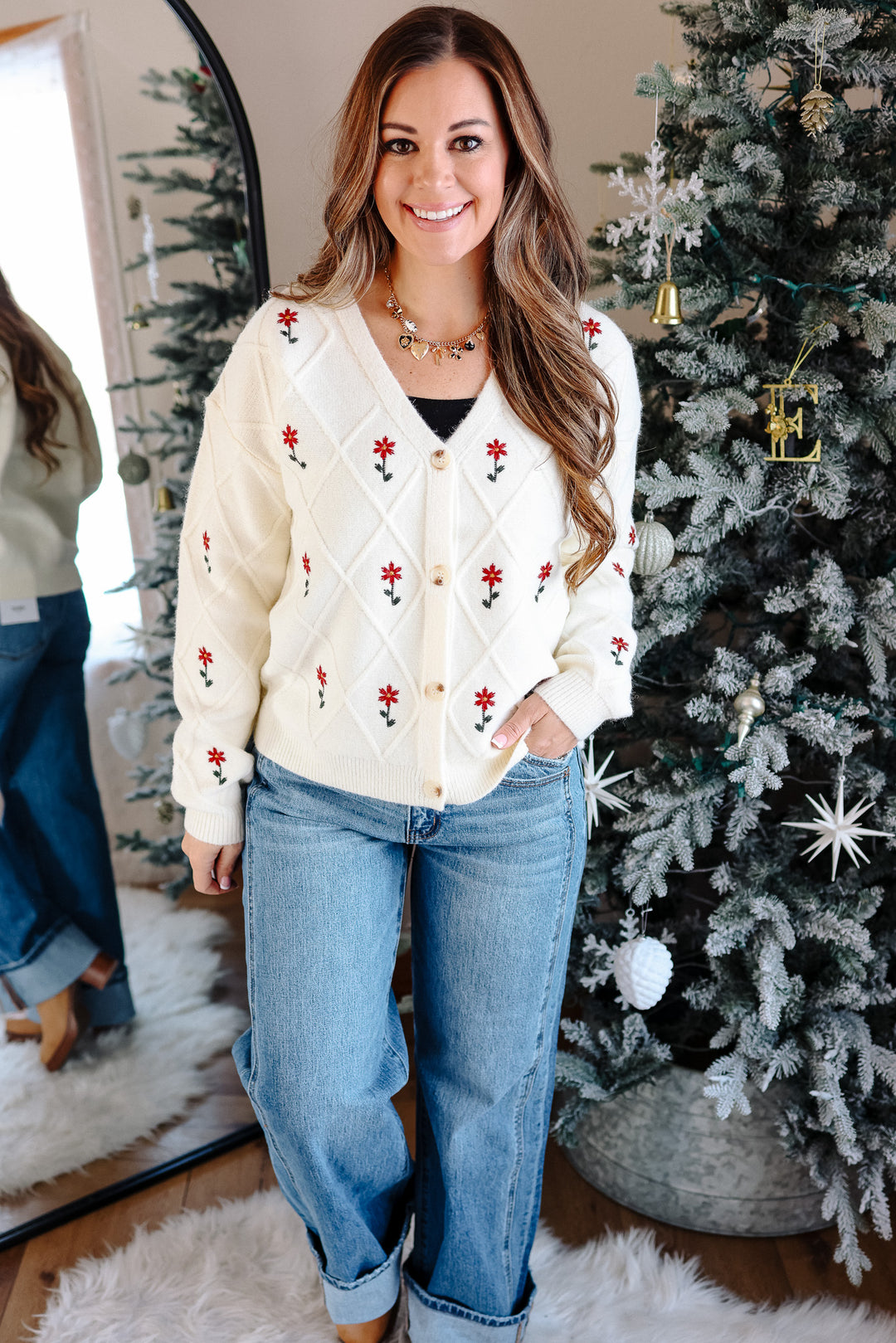 Ella Flower Embroidered Cardigan