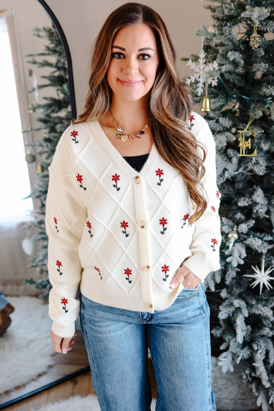 Ella Flower Embroidered Cardigan