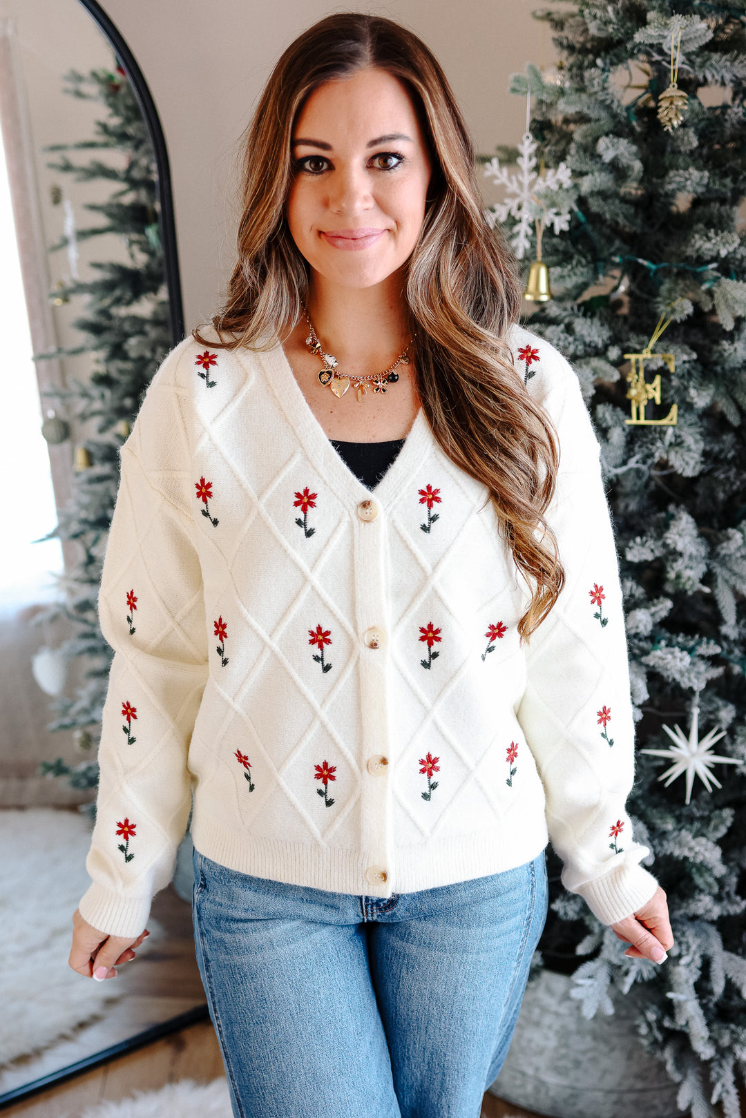 Ella Flower Embroidered Cardigan