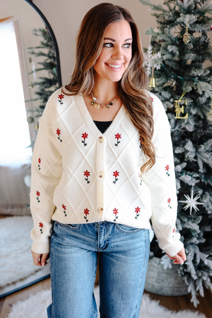 Ella Flower Embroidered Cardigan