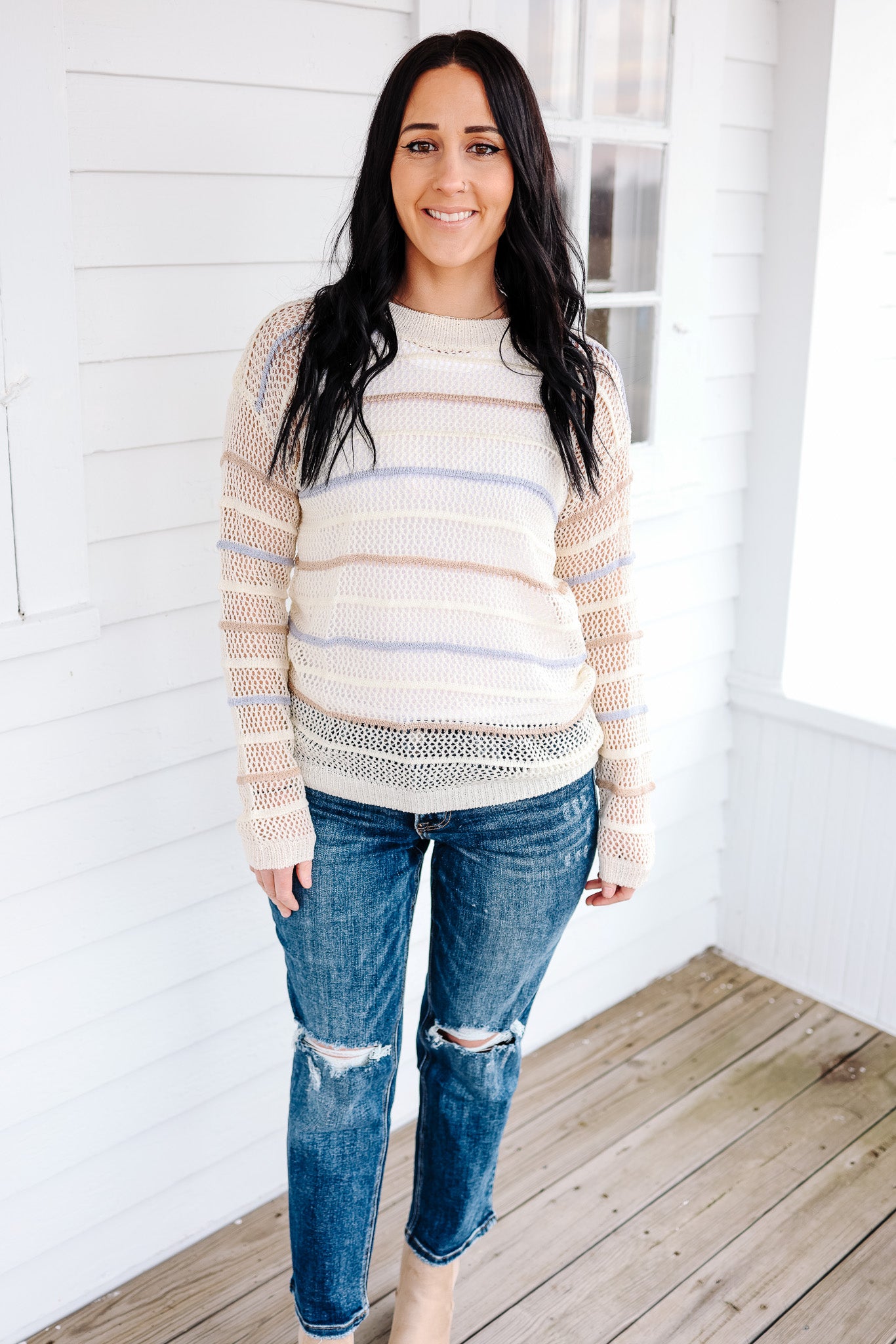 Blair Crochet Stripe Sweater