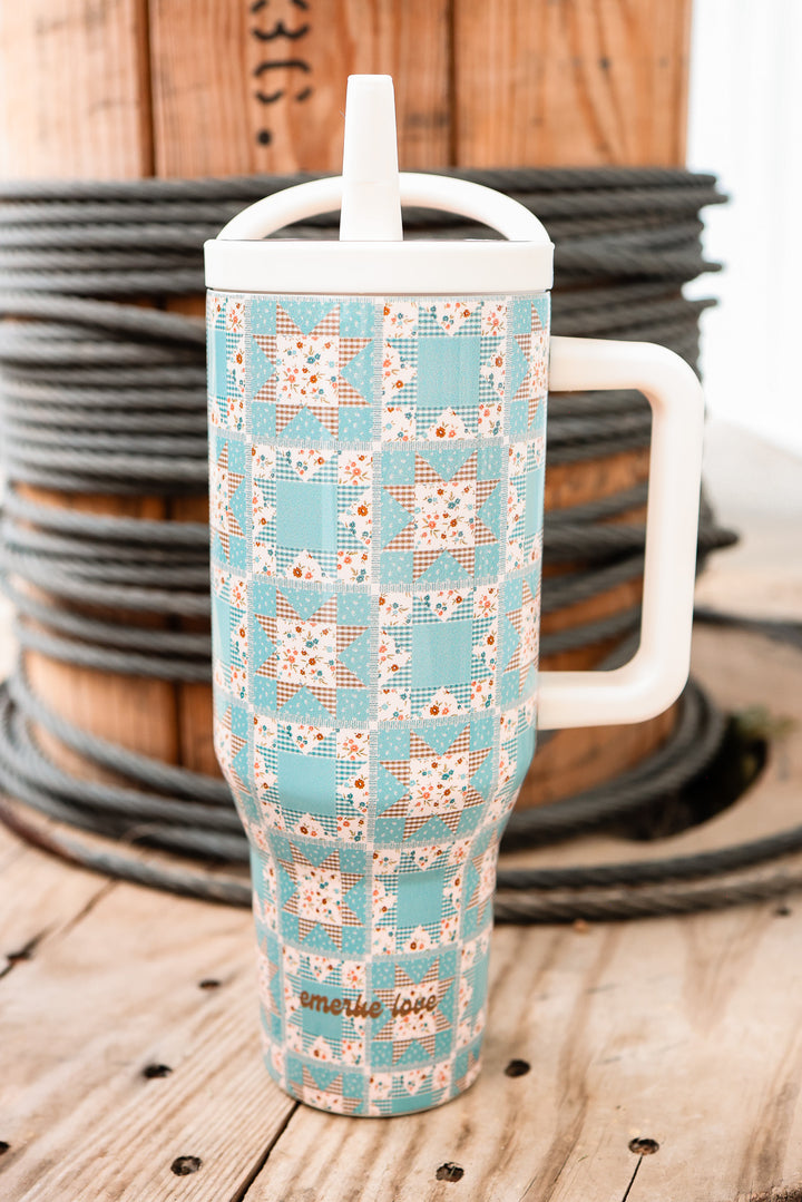 The Hydrate+ 40oz Tumbler - Barnquilt Blue