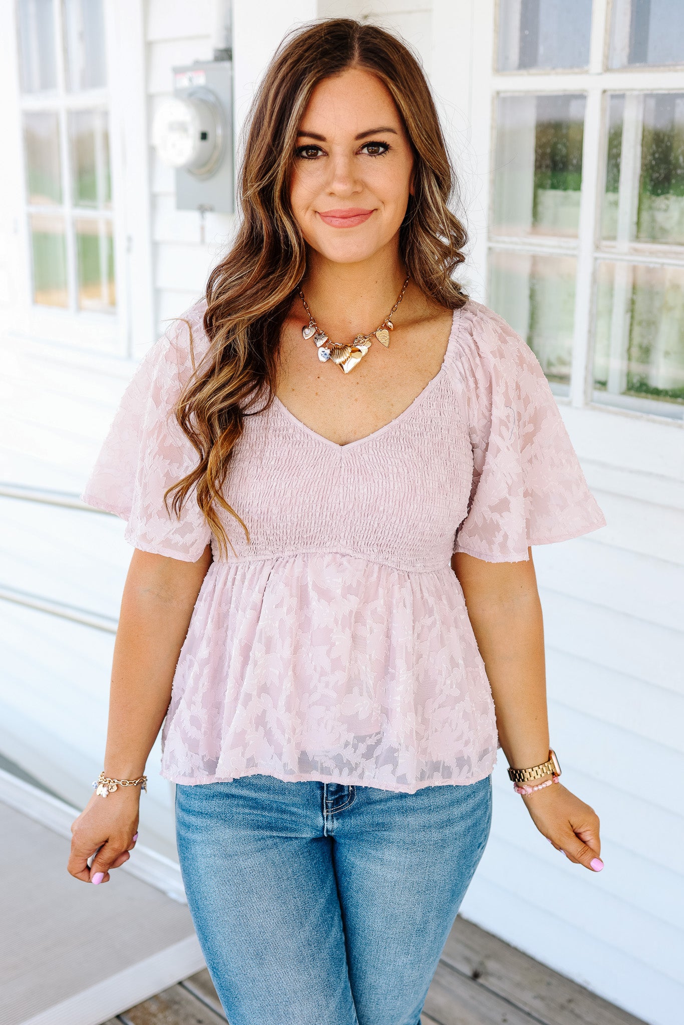 smocked peplum top