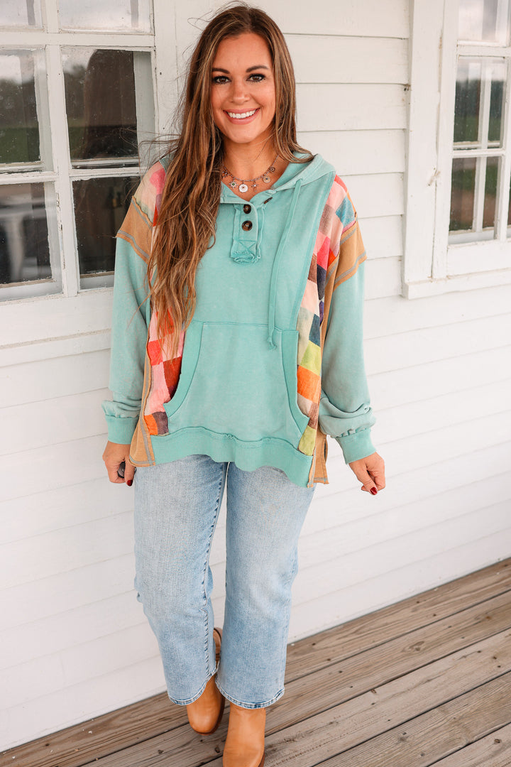 Adley Colorblock Checkered Hoodie