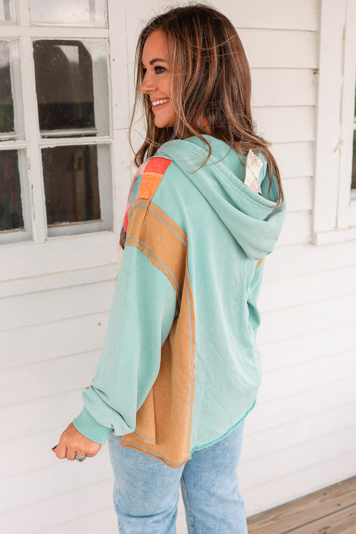 Adley Colorblock Checkered Hoodie