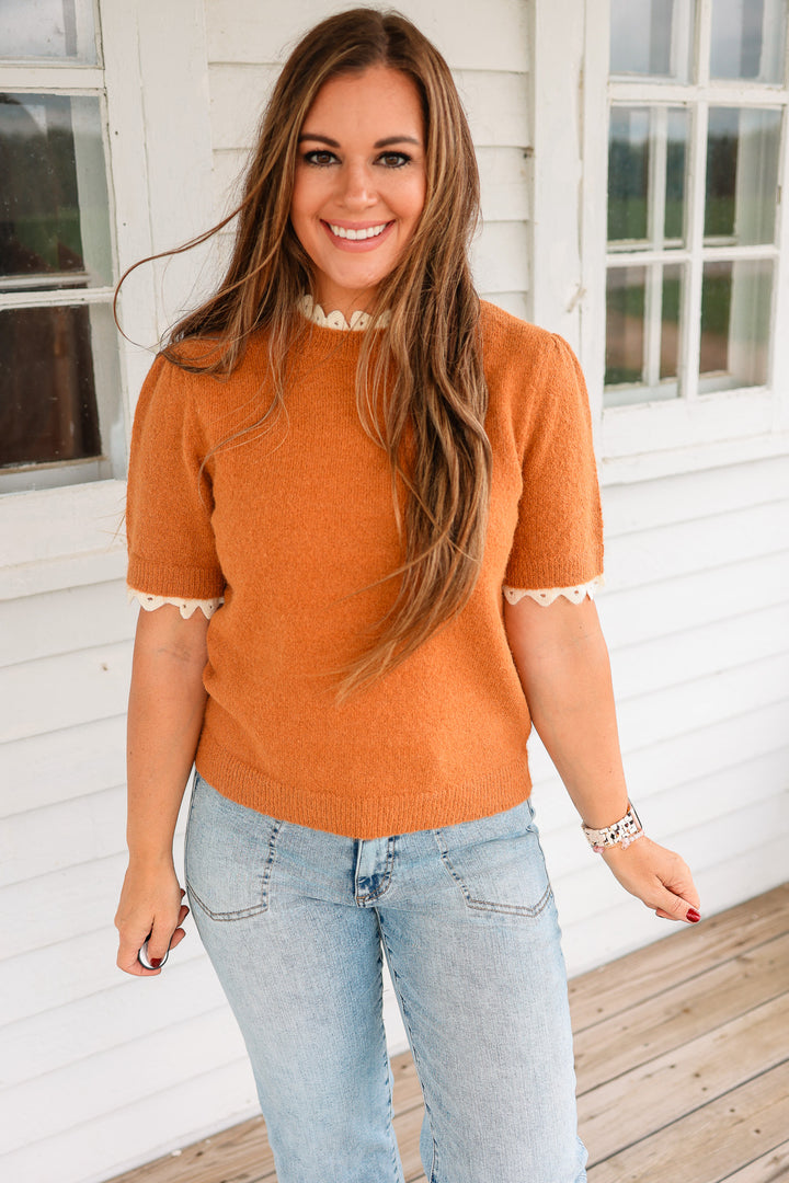 Talia Lace Edge Sweater