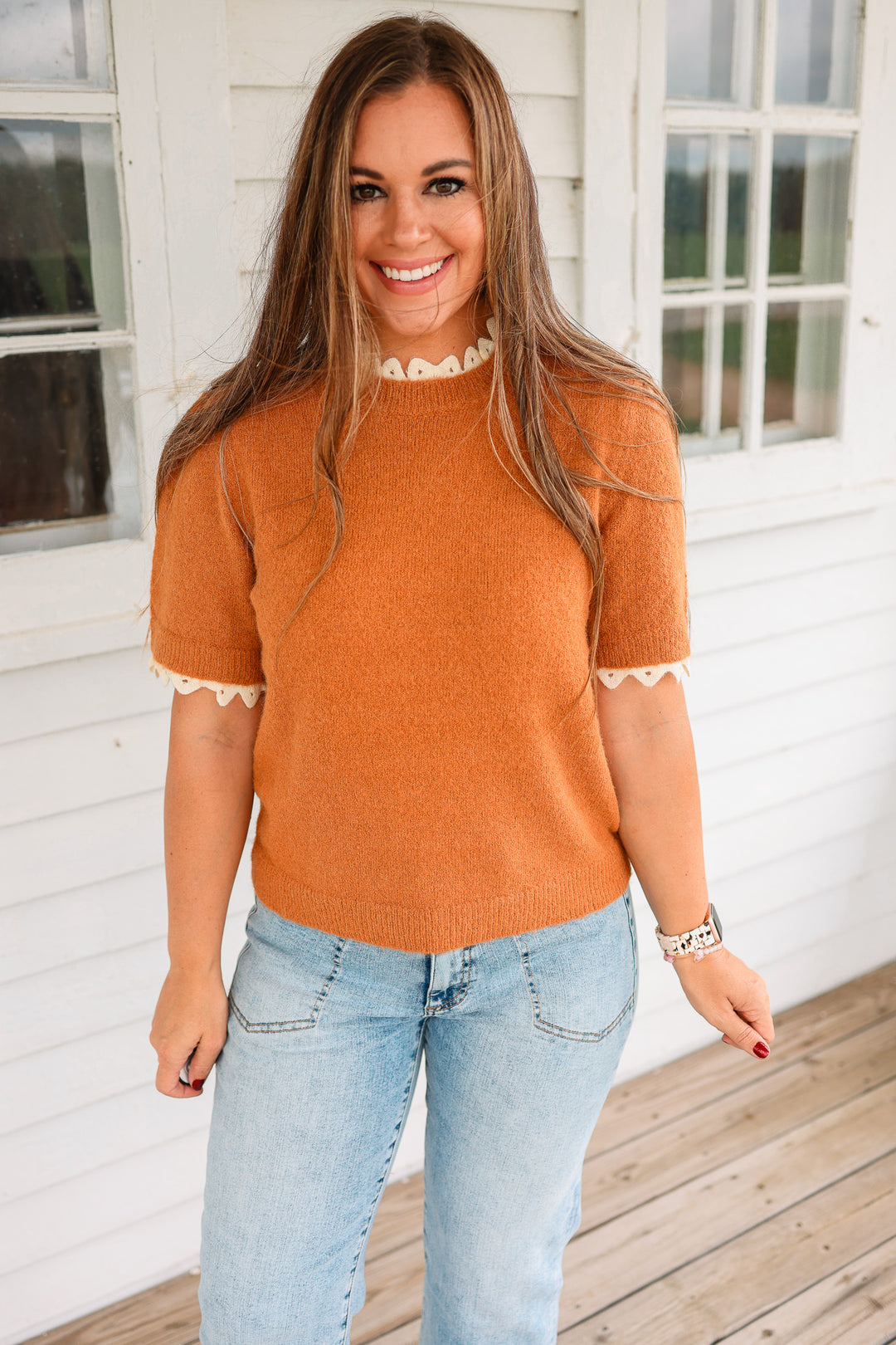 Talia Lace Edge Sweater