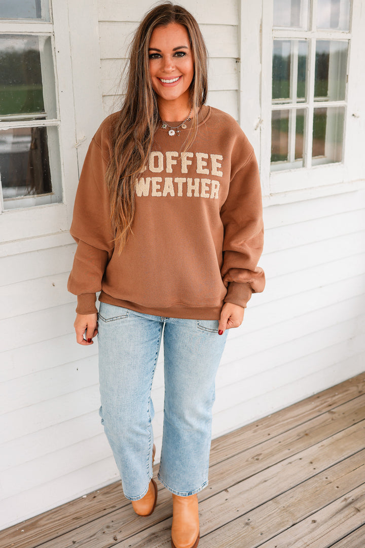 Coffee Weather Sweatshirt- Light Brown