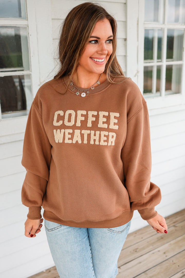 Coffee Weather Sweatshirt- Light Brown