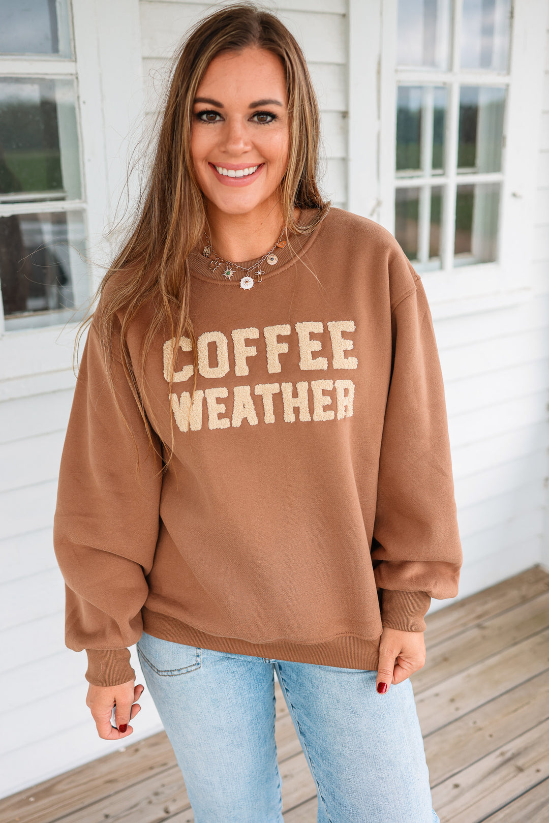 Coffee Weather Sweatshirt- Light Brown