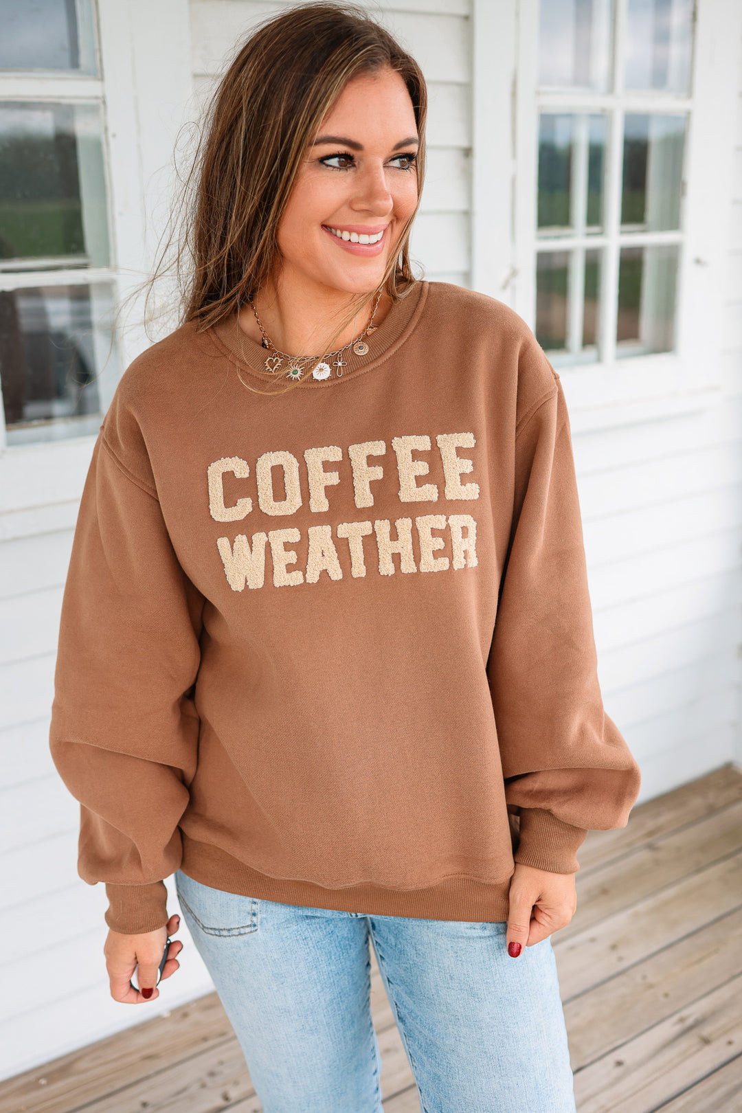 Coffee Weather Sweatshirt- Light Brown