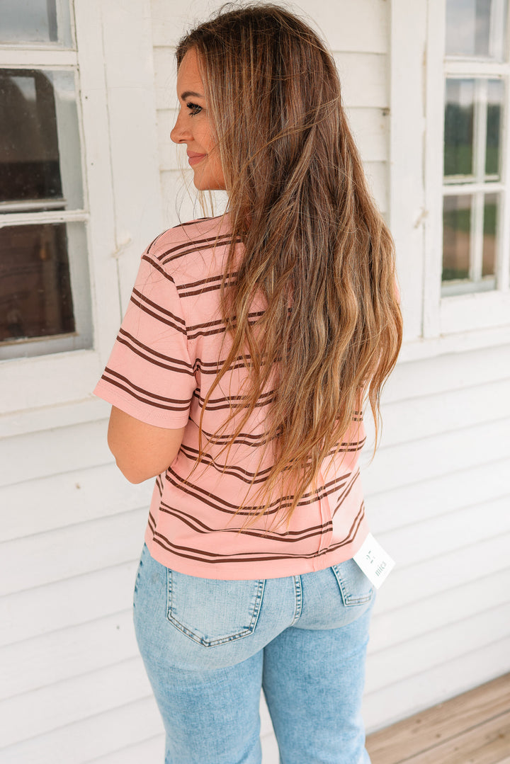 Brielle Striped Boxy Tee - Pink