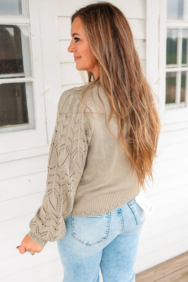 Linden Pointelle Scalloped Edge Sweater