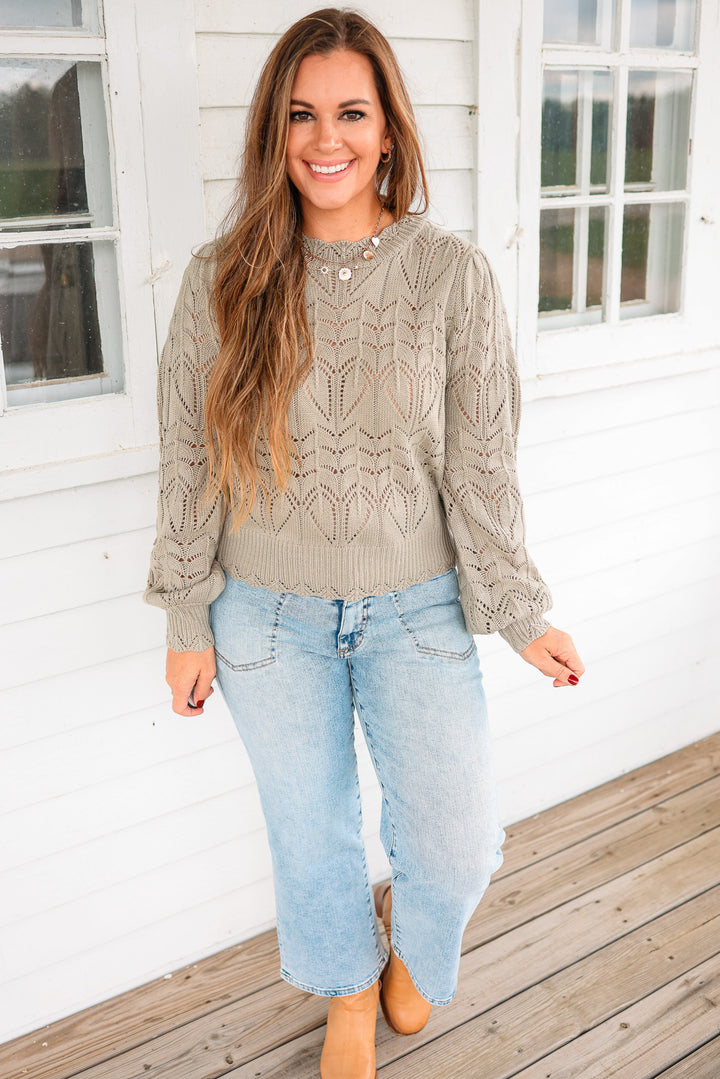 Linden Pointelle Scalloped Edge Sweater