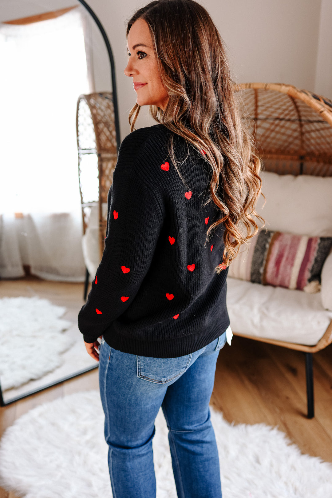 Confetti Heart Sweater - Black/Red