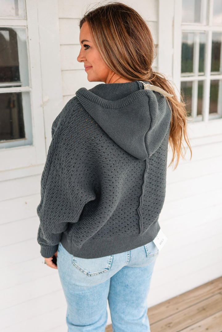 Kelsey Half Button Hoodie Sweater - Char