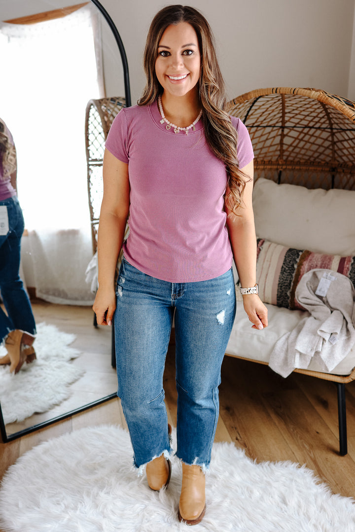 Leo Ribbed Tee - Orchid