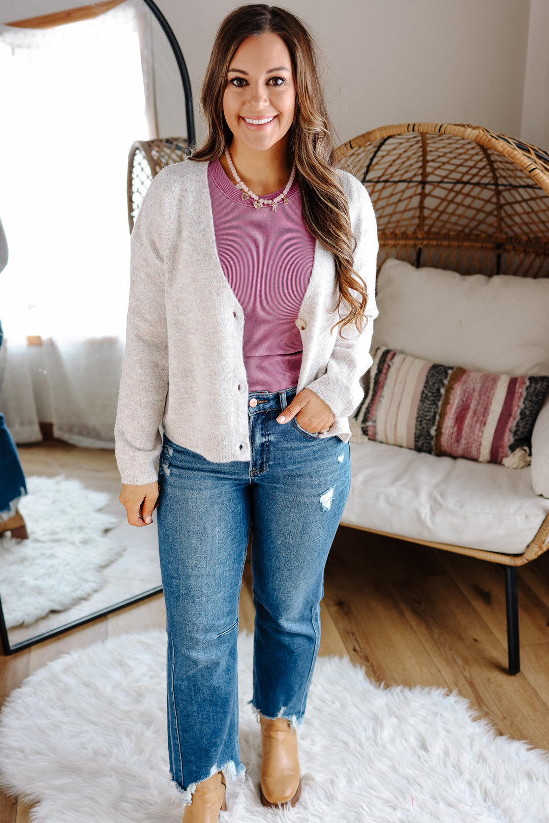 Brianna Button Down Cardigan - Ivory