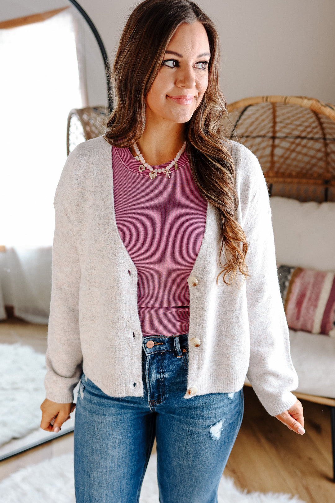 Brianna Button Down Cardigan - Ivory