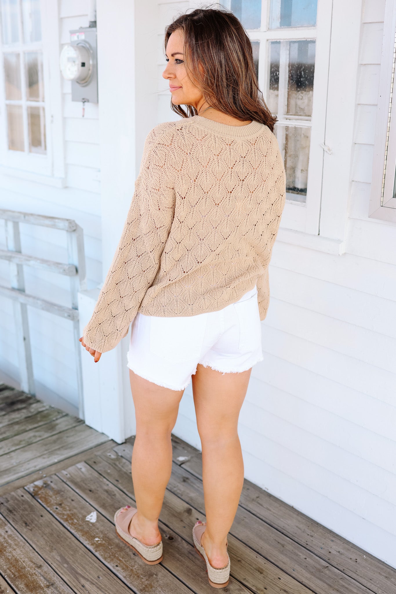 Daisy Embroidered Bell Sleeve Sweater