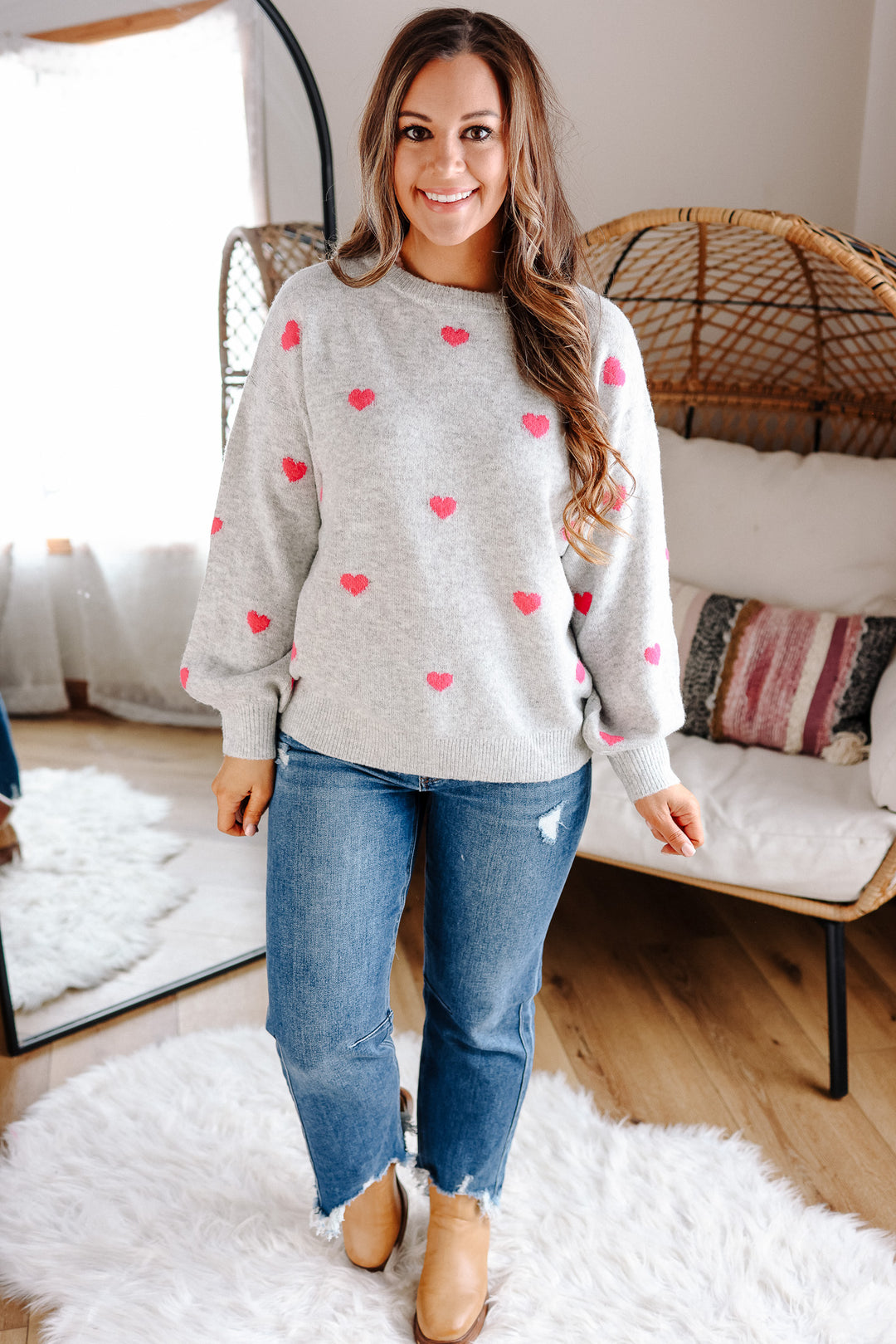 Maisie Heart Sweater - Silver