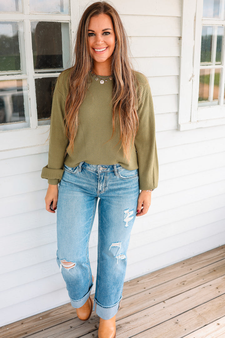VERVET: Murphy Mid Rise Distressed Cuffed Jeans
