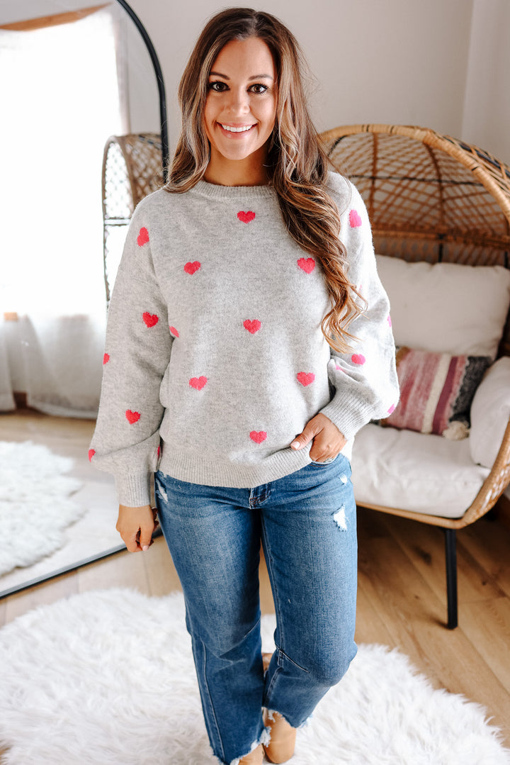 Maisie Heart Sweater - Silver