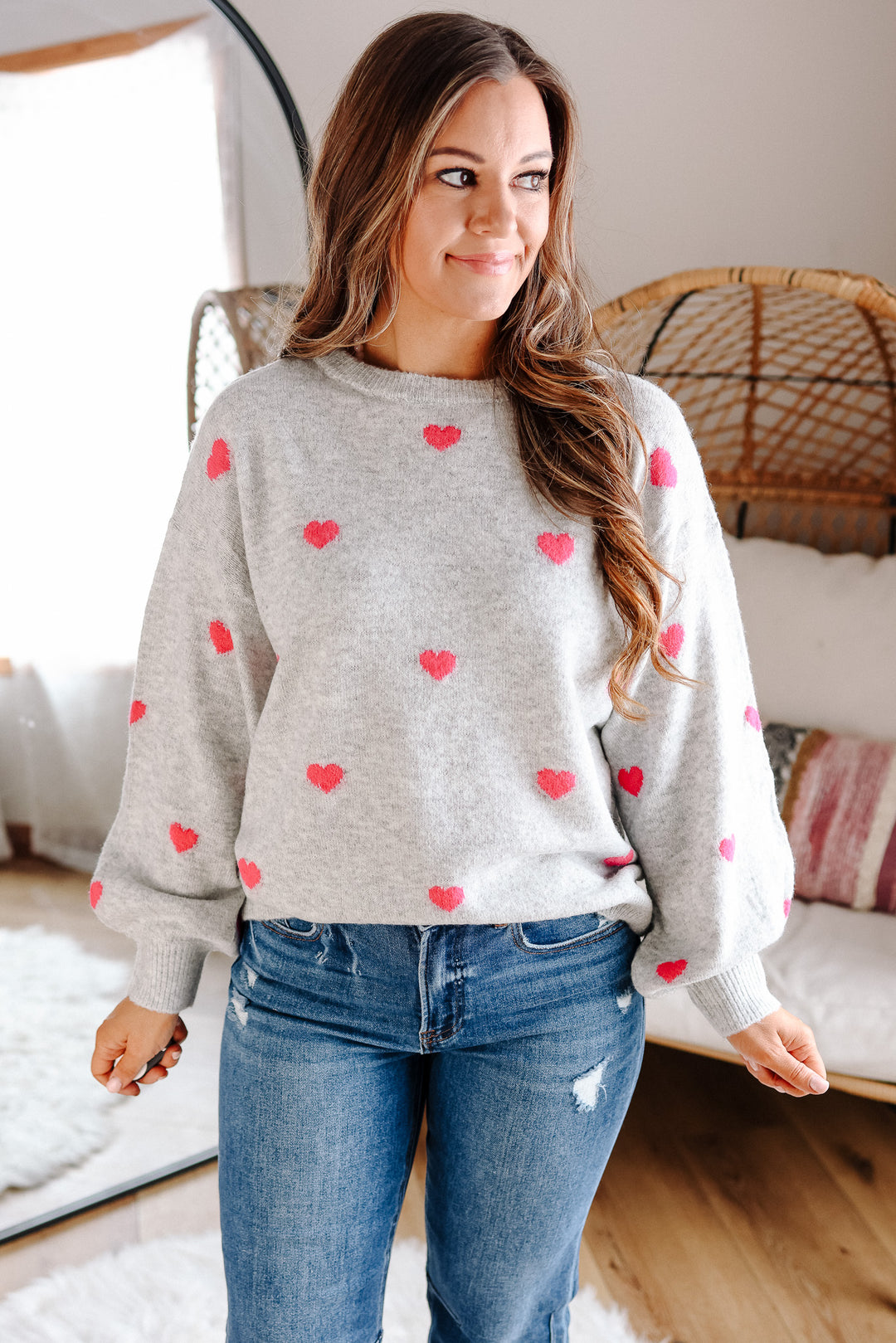 Maisie Heart Sweater - Silver