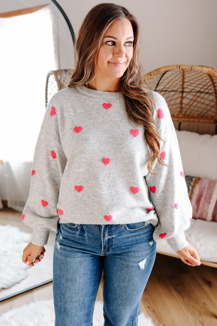Maisie Heart Sweater - Silver