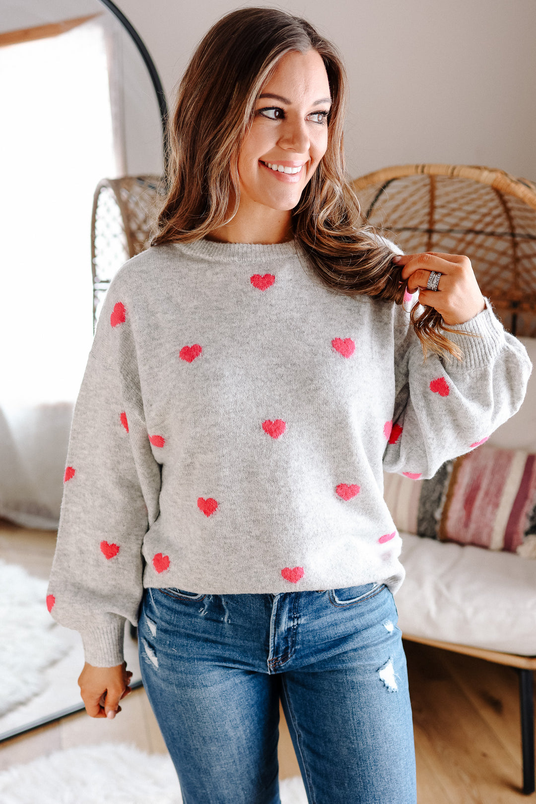 Maisie Heart Sweater - Silver