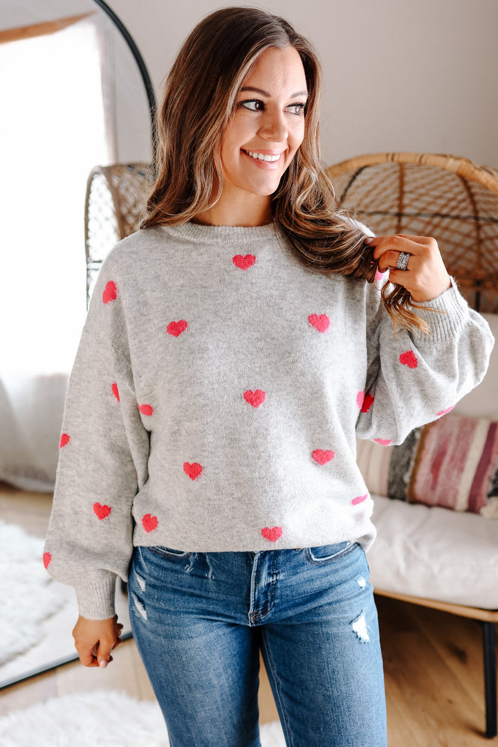 Maisie Heart Sweater - Silver