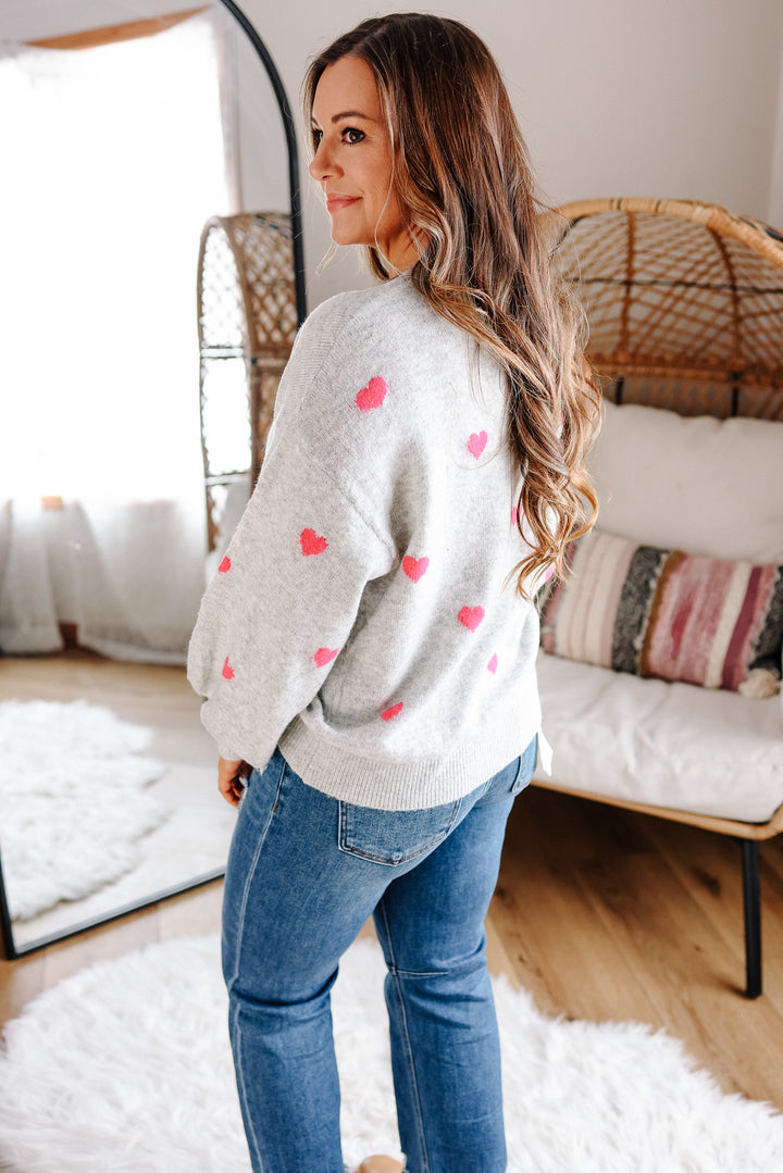 Maisie Heart Sweater - Silver