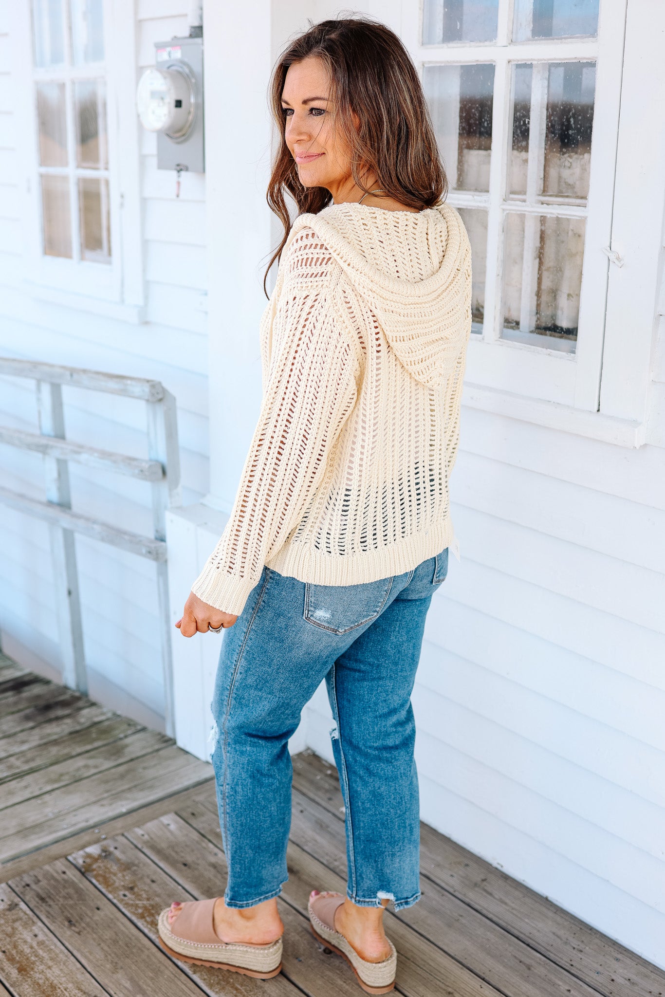 Tessa Open-Knit Hooded Sweater