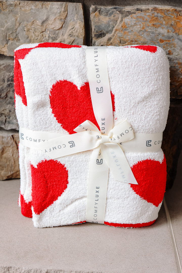 Red Hearts Comfy Luxe Blanket