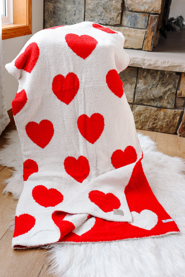 Red Hearts Comfy Luxe Blanket