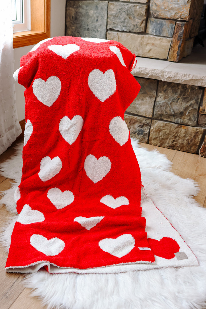 Red Hearts Comfy Luxe Blanket