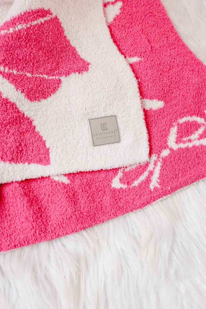 Ribbon Comfy Luxe Blanket - Fuchsia