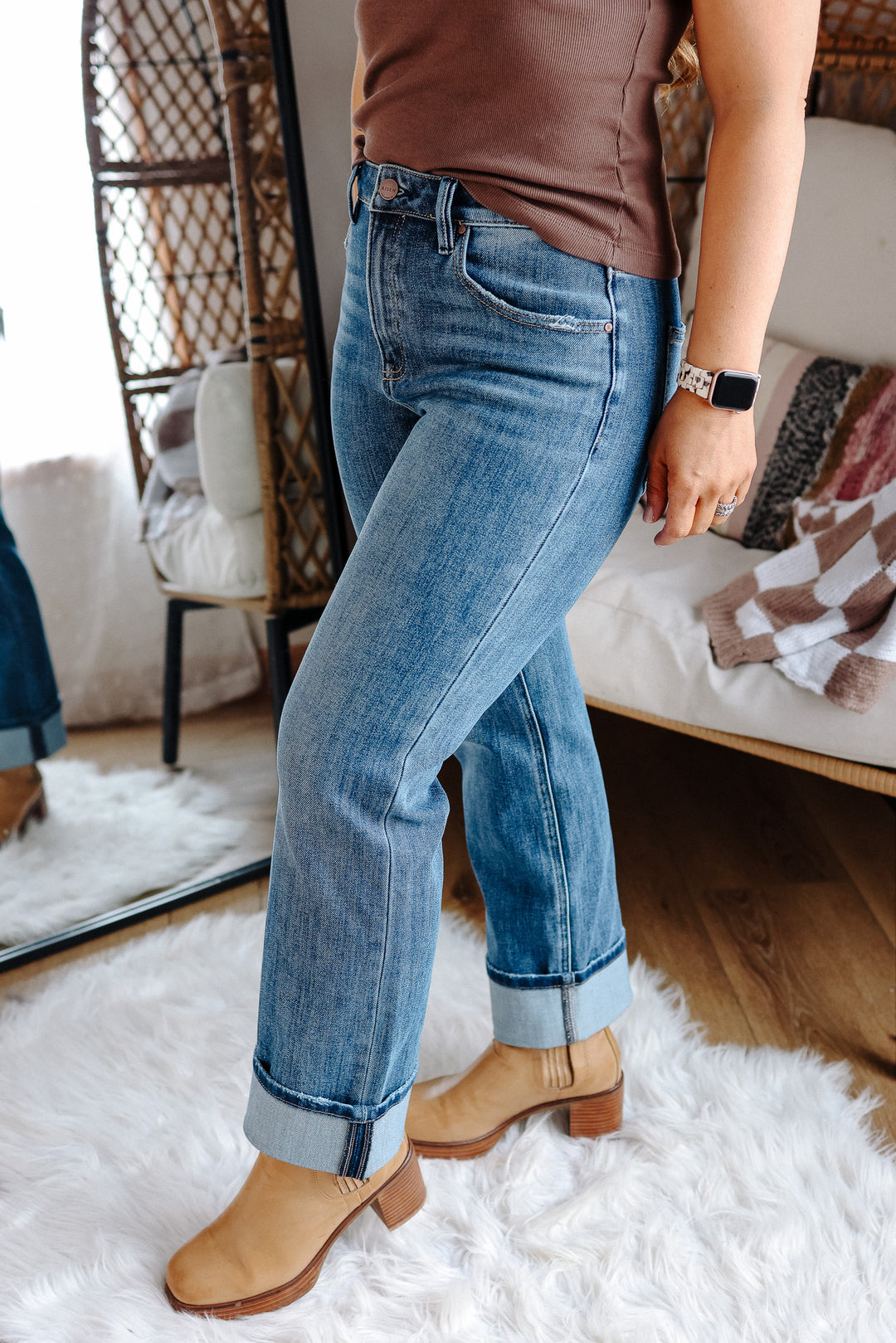 RISEN: Reign 4 Way Stretch Slouchy Cuffed Jeans