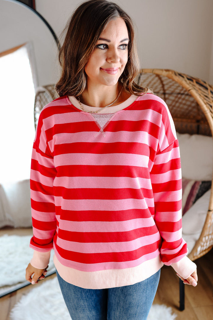 Poppy Striped Sweatshirt - Red