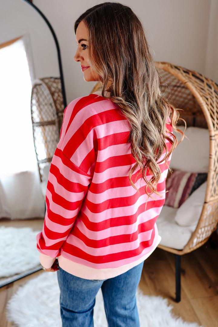 Poppy Striped Sweatshirt - Red