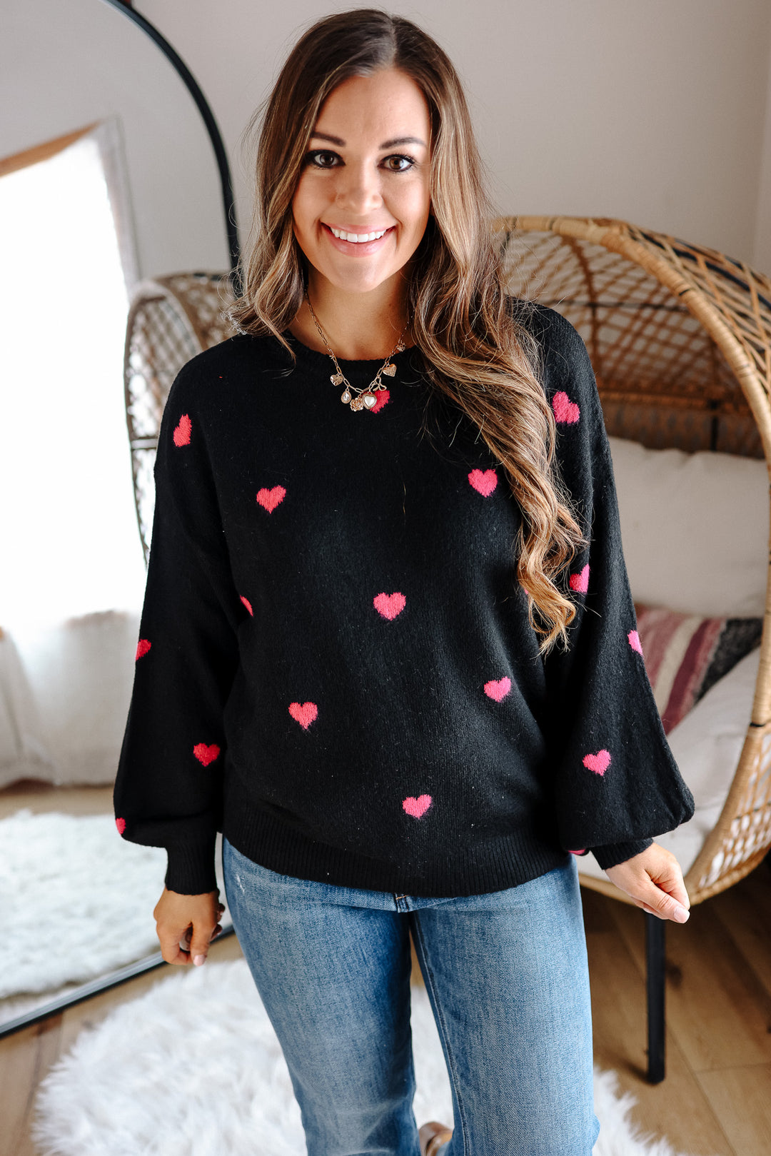 Maisie Heart Sweater - Black