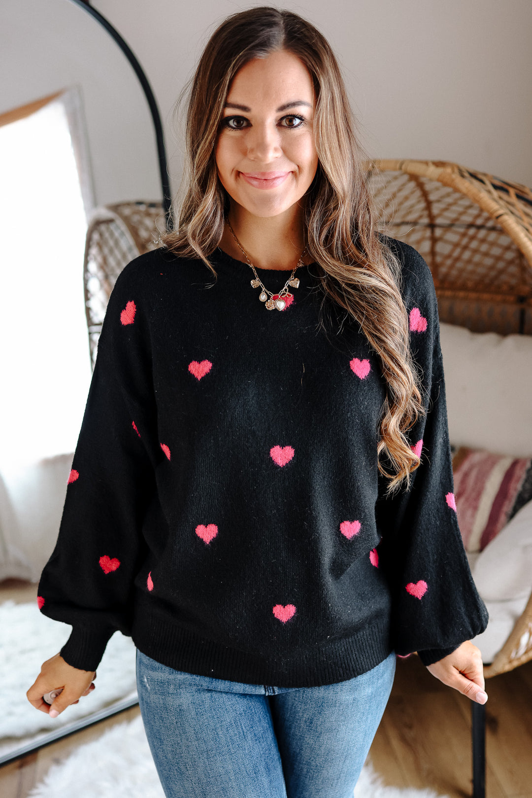 Maisie Heart Sweater - Black