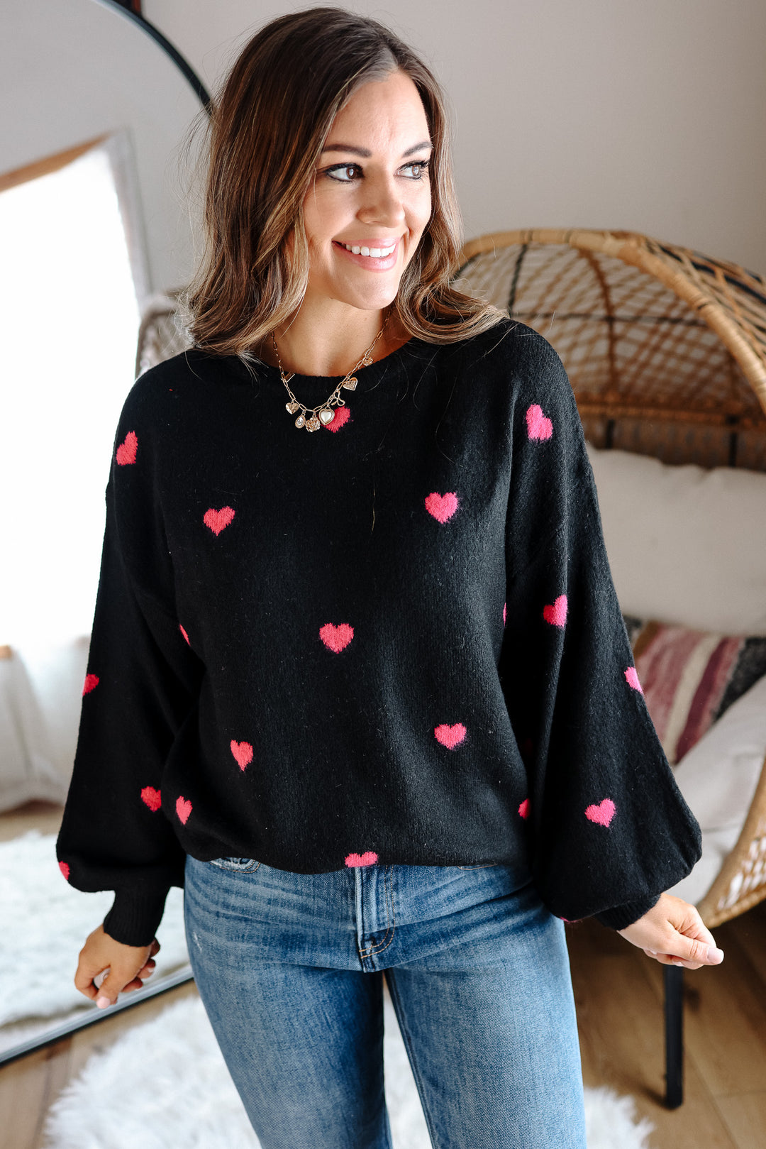 Maisie Heart Sweater - Black