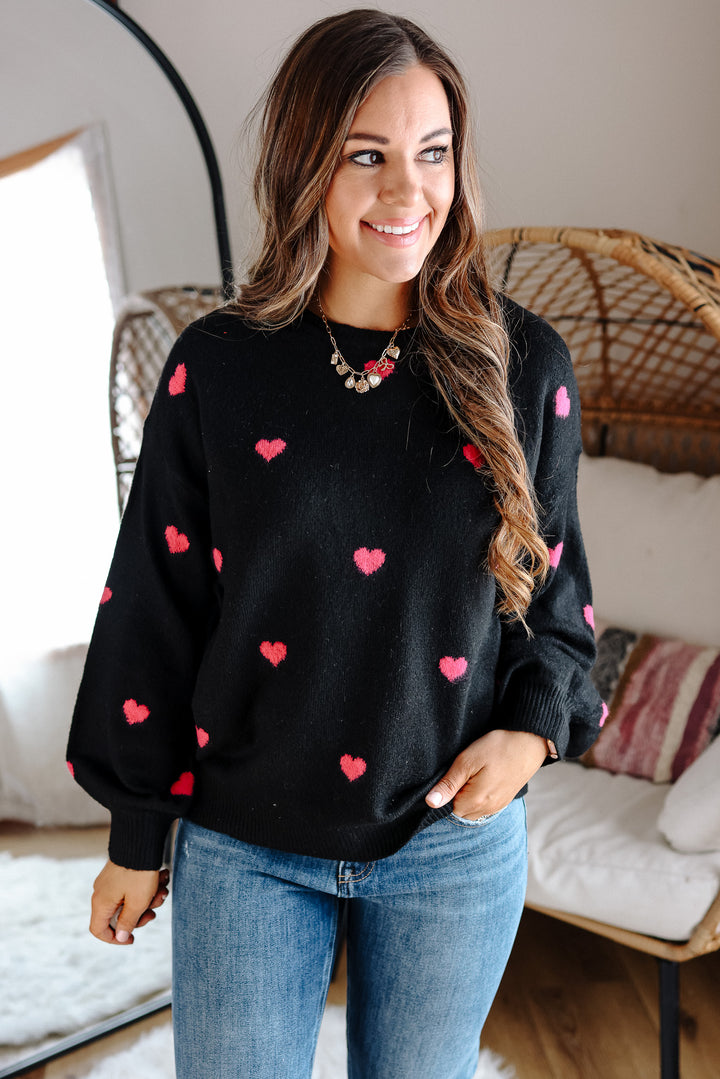 Maisie Heart Sweater - Black