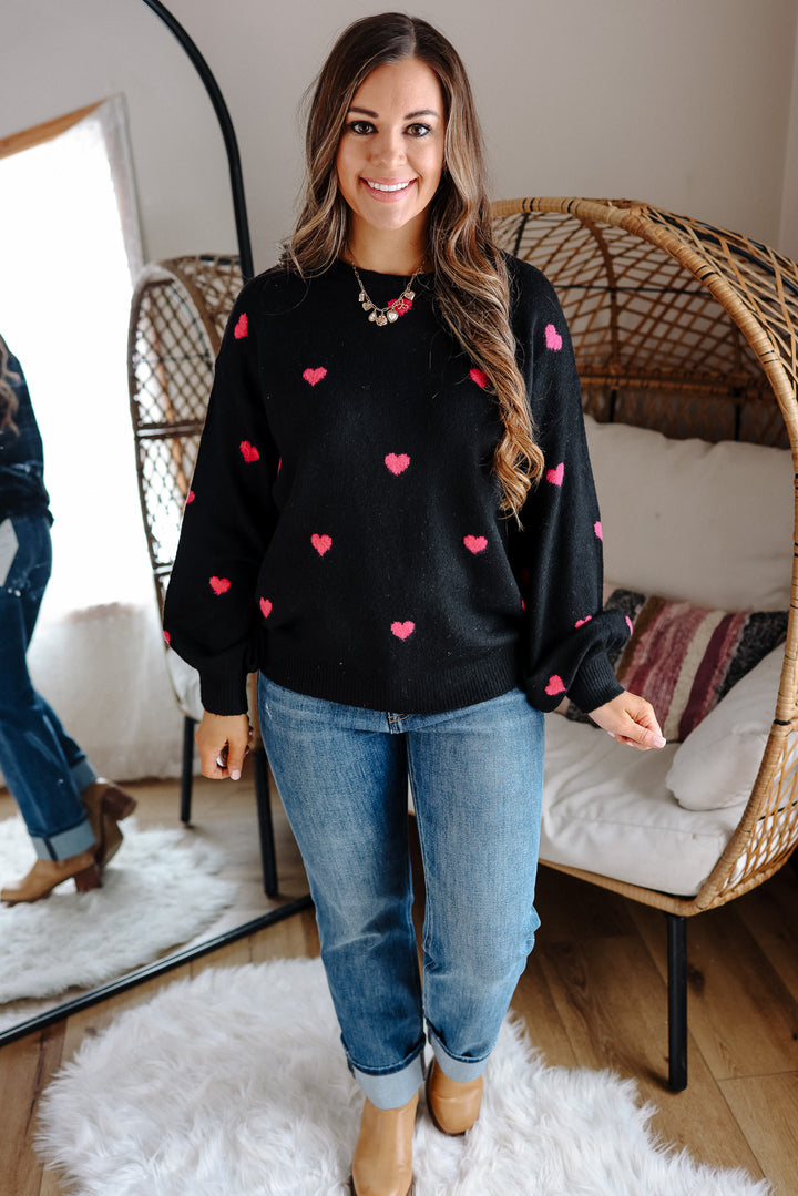 Maisie Heart Sweater - Black